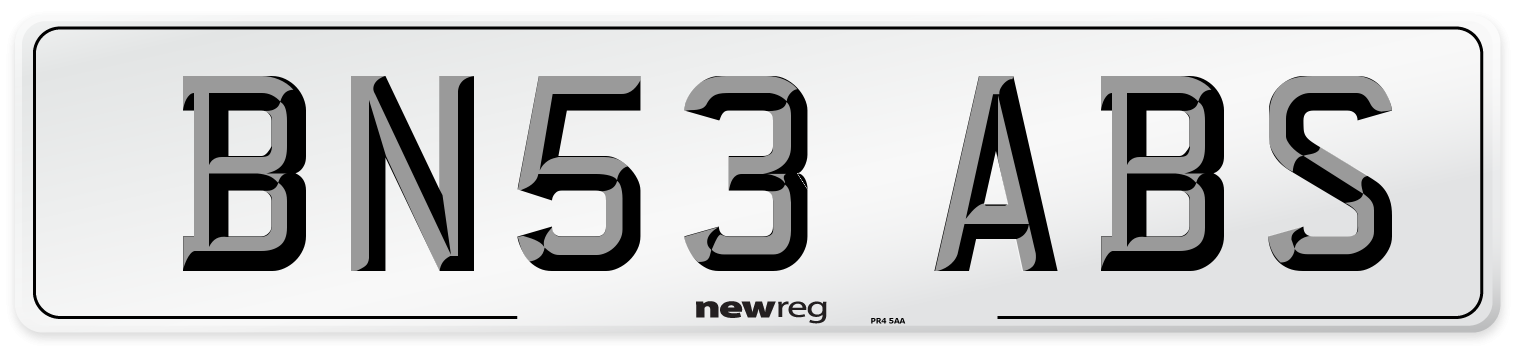 BN53 ABS Number Plate from New Reg